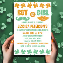 Cute Saint Patrick's Day Baby Shower Gender Reveal