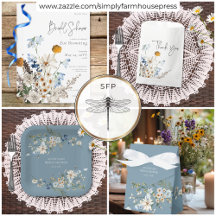 Rustic Blue Wildflowers & Daisies Bridal Shower