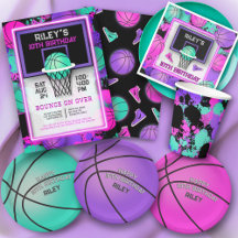 Neon Basketball Paint Splatter Birthday