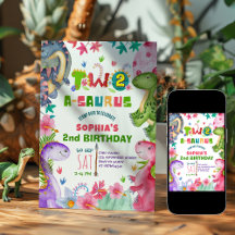 Girl Dinosaur 2nd Birthday Party