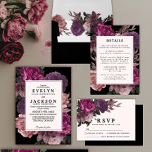 Dark moody watercolor floral Black wedding