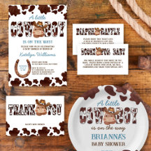 Little Cowboy Baby Shower Cow Pattern