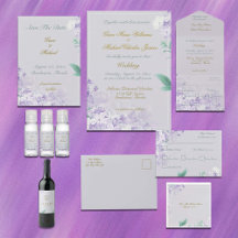 Dusty Purple Spring Flowers Invitation Suite
