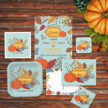 Fall-Themed Leaves Berries Pumpkin Thanksgiving 