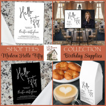 Minimal Modern Hello Fifty 50th Birthday Party