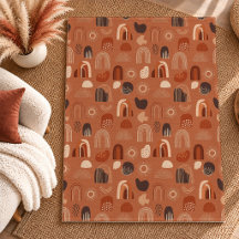 Boho terracotta copper brown rainbows area rugs