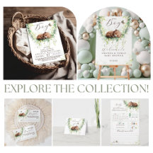 Bear Woodland Forest Greenery Boy Baby Shower