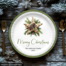 Boho Rustic Neutral Tones Christmas Plates #11B