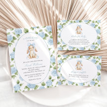 Baby Bunny and Blue Flowers Baby Shower Collection