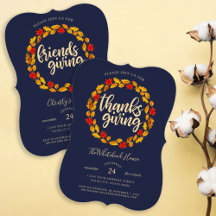 Navy Thanksgiving Autumn Leaf Wreath Dinner Party