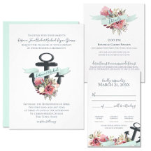 Anchor Watercolor Floral Nautical Wedding