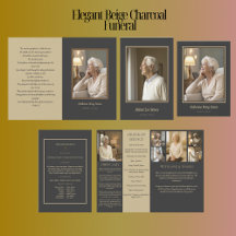 Elegant Beige and Charcoal Photo Funeral 