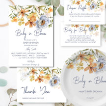 Baby in bloom wildflowers dusty blue