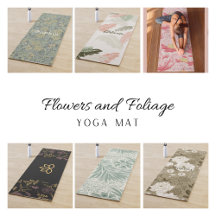 Yoga Mat Flowers and Foliage Pattern Style
