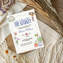 Fresh Off the Market Bridal Shower Whimsical Drawn