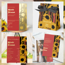 Sunflower Summer Gold Red Wedding Collection