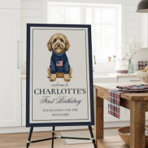 Vintage Americana Plaid Dog Sketch Birthday Theme