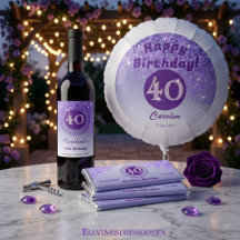 Chic Purple Glitter   40th Birthday