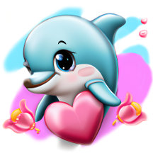 Cute Baby Dolphin with Valentine's Heart