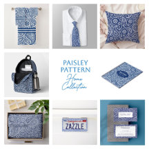 Blue and white paisley pattern