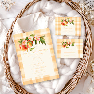 Söta små persikor, babyskor inbjudningar