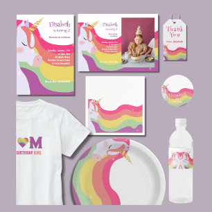 Magic Vibrant Rainbow Unicorn Birthday Vattenflaskor Etikett