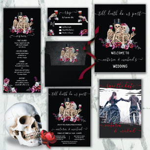 Gothic Black Blommigt Bröllop Photo All in One Inv