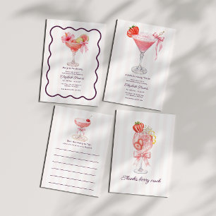 Preppy Coquette Rosa Champagne Bröllopsdusch Rådkort