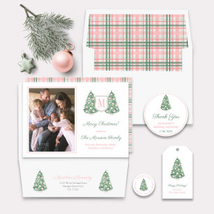 Elegant Julgran Rosa Baubles Returadress Etikett