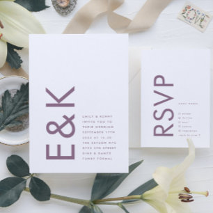 Lilac Modern Mauve Lila Namn bröllopsmottagning Tilläggskort