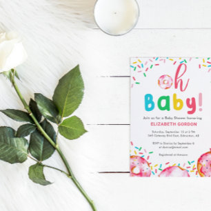 Oh Baby Donut Shower Colorful Cute Rainbow Vykort