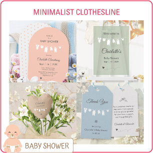 Ljusblå minimalistisk inbjudan till babyboy shower