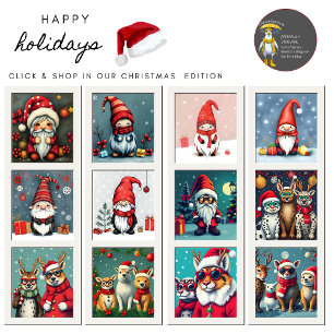 Festive mysigt christmas gnome in Disguise Julkort