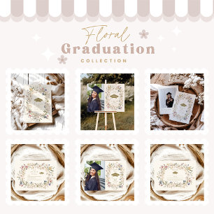 Vintage Elegant Botaniska Blommigten Studenten Tack Kort
