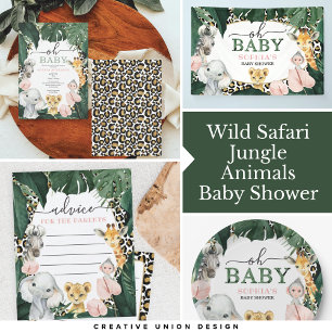 Vild Safari Jungle Animals Baby Shower-inbjudan Inbjudningar