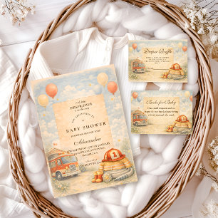 Brandbil Eldsläckare Baby Shower Inbjudningar