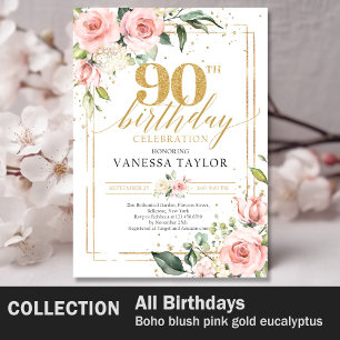 Boho vattenfärgs blommigt eucalyptus 90:e b-dag pappersservett