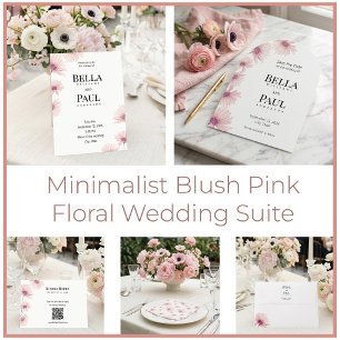 Elegant Rosa Blommig Finkonst Bröllop Inbjudningar