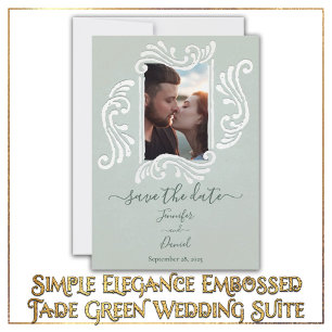 Elegant Embossed Jade Grönt bröllopsinbjudan Inbjudningar