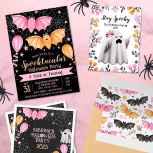 Spooktaculära Halloween fest och trick eller behan Inbjudningar