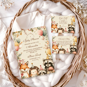 Woodland Party Animals Baby Shower Inbjudningar