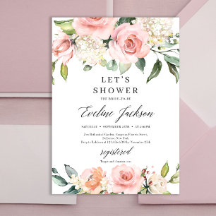 Boho  rosa blommigt monogram initialer bröllop inbjudningar
