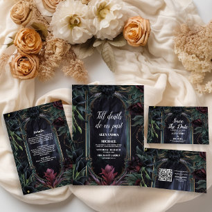 Till döden delar vi Gothic Halloween Bröllop Inbjudningar