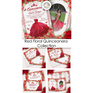Blommigten Quinceanera (spanska fotoröda Glitter) Program