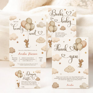Nallen Baby Shower för Neutralt Barly Wait  Inbjudningar