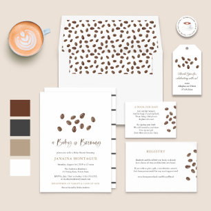 En baby brygger kaffe minimalistisk baby shower inbjudningar