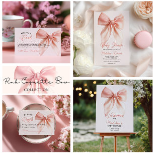 Cute  Rosa Coquette Bow Girl Baby Shower Inbjudningar