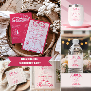 Flickor Borta Mild Bachelorette Itinerary Party Inbjudningar