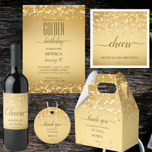 Vuxnor födelsedagsfest elegant guld inbjudningar