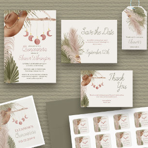 Western Quinceanera Rustic Boho Pampas Grass Inbjudningar